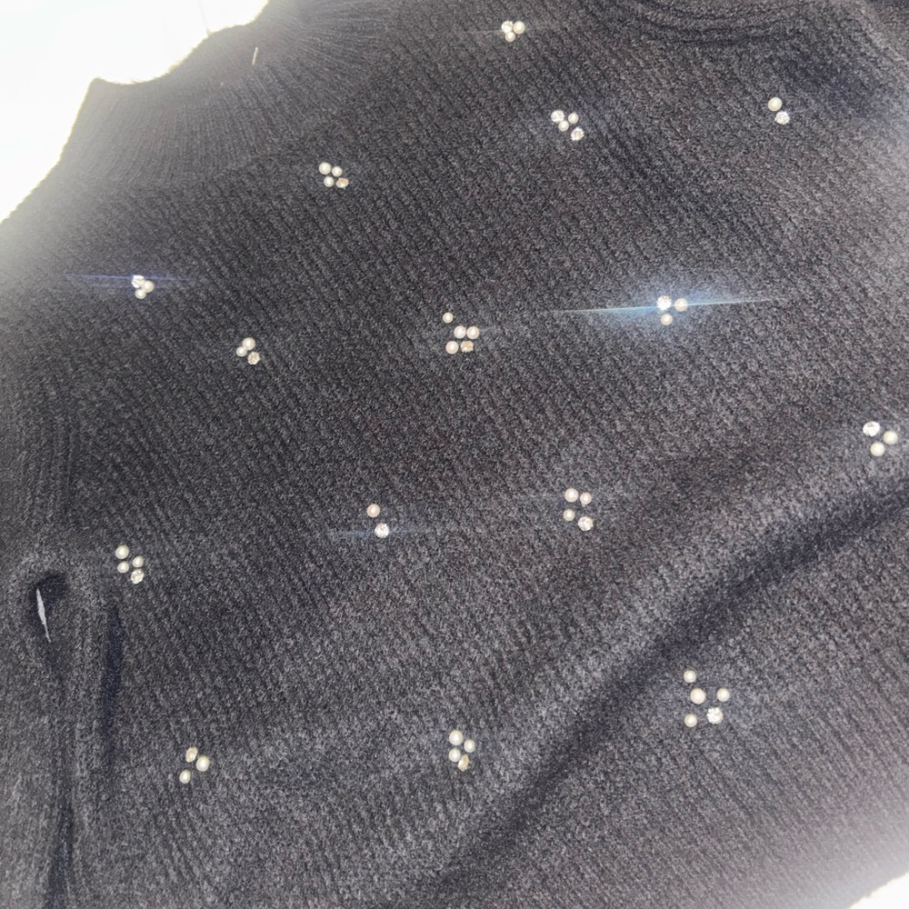 Chic Black Sweater with Pearl Details